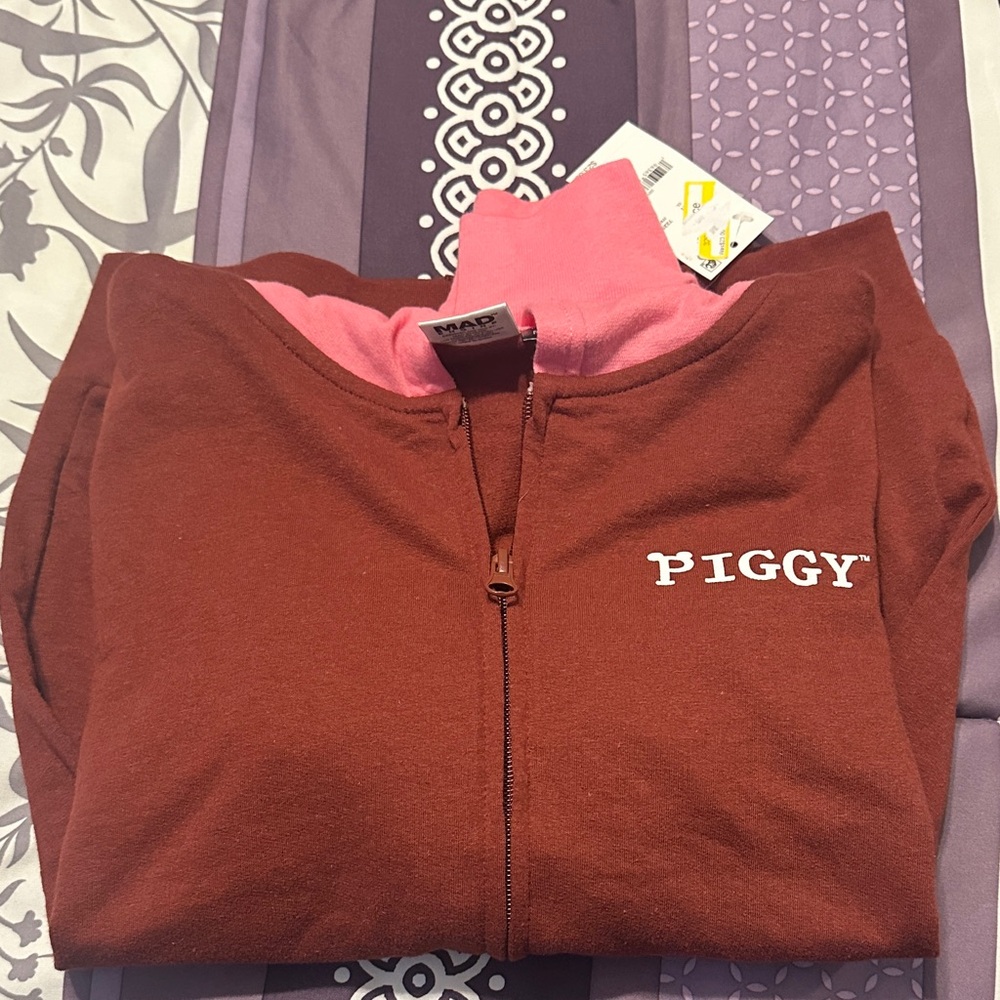 Pink and Maroon Piggy Hoodie - Picture 2 of 3